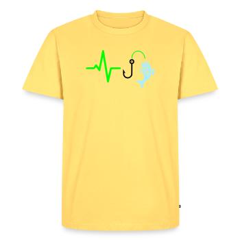 Pulse Line Fishing Fish Icon - Men's Premium Organic T-Shirt - sky yellow - Front - AI Model Male 185 dark (185cm)