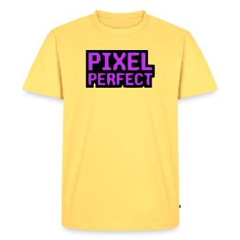 Pixel Perfect Lettering Gamer - T-shirt Premium bio Homme - jaune pastel - Devant - AI Model Male 185 dark (185cm)