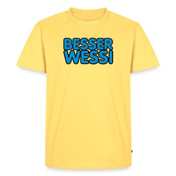 Besserwessi | Wessi | Westen - T-shirt Premium bio Homme - jaune pastel - Devant - AI Model Male 185 dark (185cm)