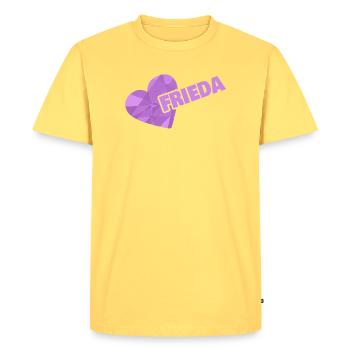 Frieda as a crown - Men's Premium Organic T-Shirt - sky yellow - Front - AI Model Male 185 dark (185cm)