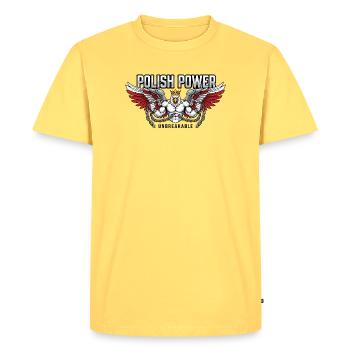 Polish Power - Husaria Gym Beast - Men's Premium Organic T-Shirt - sky yellow - Front - AI Model Male 185 dark (185cm)