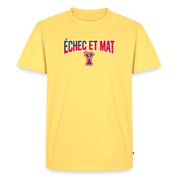Logo Échec et Mat Rouge Roi Noir en Difficulté - T-shirt Premium bio Homme - jaune pastel - Devant - AI Model Male 185 dark (185cm)