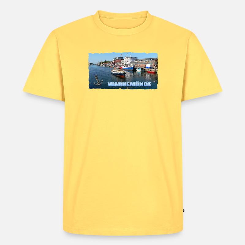 Warnemünde - Männer Premium Bio T-Shirt - Pastellgelb