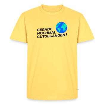 Ça s’est bien passé encore - T-shirt Premium bio Homme - jaune pastel - Devant - AI Model Male 185 dark (185cm)