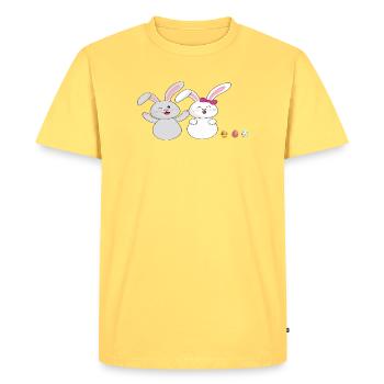 Petit lapin câlin - T-shirt Premium bio Homme - jaune pastel - Devant - AI Model Male 185 dark (185cm)