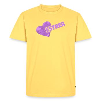 Esther as Kroenchen - Men's Premium Organic T-Shirt - sky yellow - Front - AI Model Male 185 dark (185cm)
