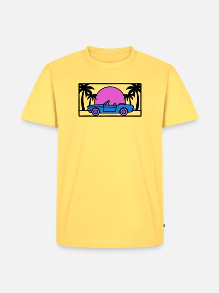 Convertible Palm Trees Sunset Graphic - Men's Premium Organic T-Shirt - sky yellow