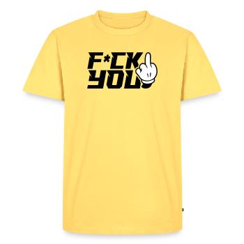 Doigt d’honneur F_ck toi - T-shirt Premium bio Homme - jaune pastel - Devant - AI Model Male 185 dark (185cm)