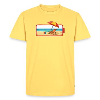 Été Plage Parasol Chaise - T-shirt Premium bio Homme - jaune pastel - Devant - AI Model Male 185 dark (185cm)