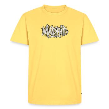Madrid Graffiti Hip Hop - Men's Premium Organic T-Shirt - sky yellow - Front - AI Model Male 185 dark (185cm)