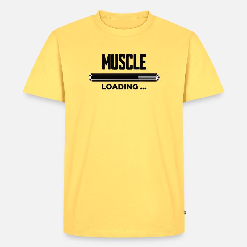 Muskel Loading Fortschritt - Männer Premium Bio T-Shirt - Pastellgelb