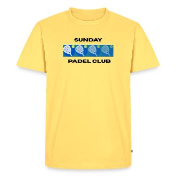 Club de Padel du dimanche - T-shirt Premium bio Homme - jaune pastel - Devant - AI Model Male 185 dark (185cm)