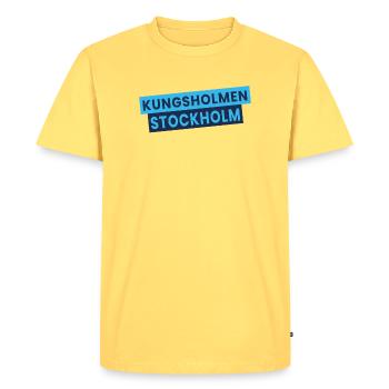 Kungsholmen Stockholm Typographie - T-shirt Premium bio Homme - jaune pastel - Devant - AI Model Male 185 dark (185cm)