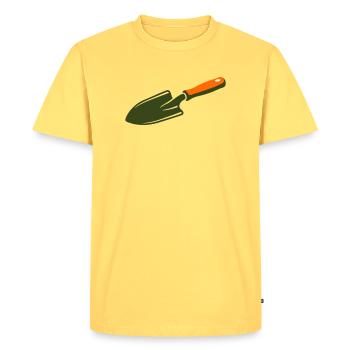 Shovel Trowel Treasure Hunt Garden - Men's Premium Organic T-Shirt - sky yellow - Front - AI Model Male 185 dark (185cm)