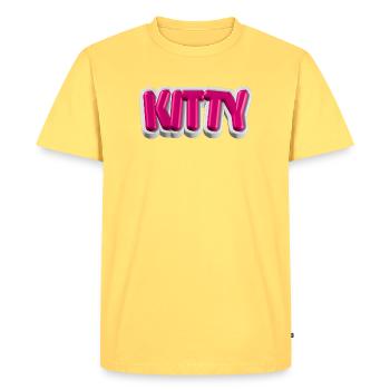 KITTY – Typographie 3D pour les amateurs de chats - T-shirt Premium bio Homme - jaune pastel - Devant - AI Model Male 185 dark (185cm)