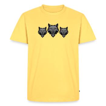 Meute d’équipe de loups - T-shirt Premium bio Homme - jaune pastel - Devant - AI Model Male 185 dark (185cm)