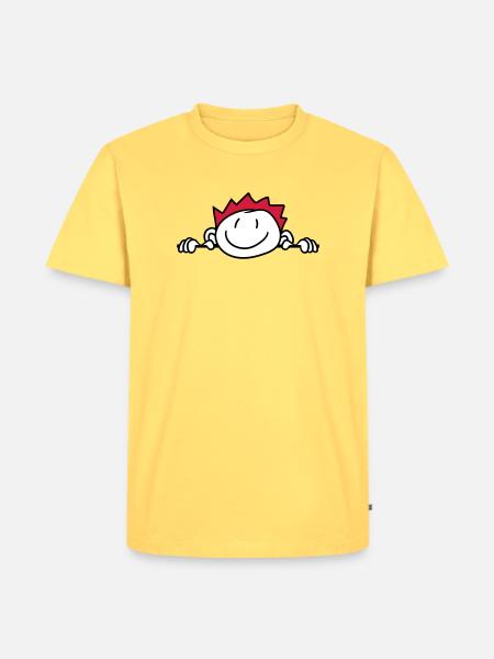hide wall wall face head child painted kri - Men's Premium Organic T-Shirt - sky yellow