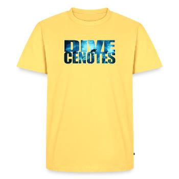Dive Cenotes - Plongée à Cenotes - T-shirt Premium bio Homme - jaune pastel - Devant - AI Model Male 185 dark (185cm)