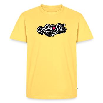 Amour du cœur après ski - T-shirt Premium bio Homme - jaune pastel - Devant - AI Model Male 185 dark (185cm)