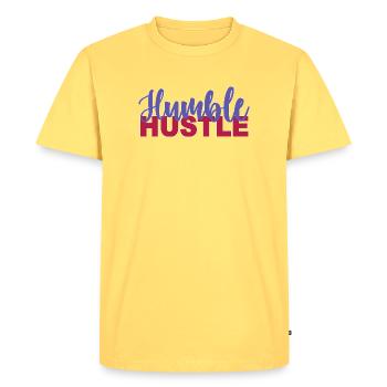 Humble Hustle Entrepreneur Businessman Businesswo - Men's Premium Organic T-Shirt - sky yellow - Front - AI Model Male 185 dark (185cm)