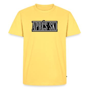 Après-ski - T-shirt Premium bio Homme - jaune pastel - Devant - AI Model Male 185 dark (185cm)