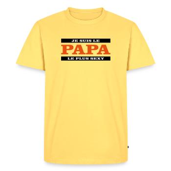 Je suis le papa le plus sexy - T-shirt Premium bio Homme - jaune pastel - Devant - AI Model Male 185 dark (185cm)