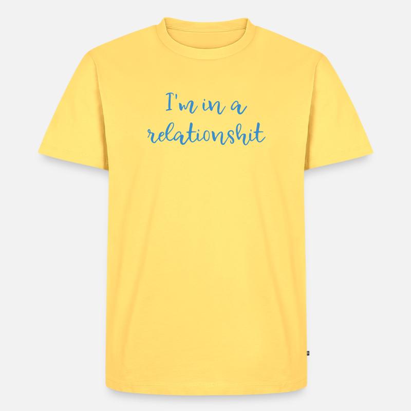 Ich bin in einer Beziehungsscheiße - Männer Premium Bio T-Shirt - Pastellgelb