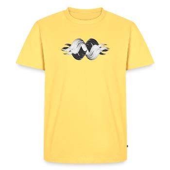 Abstract Shapes – Dynamic Black & White Design - Men's Premium Organic T-Shirt - sky yellow - Front - AI Model Male 185 dark (185cm)