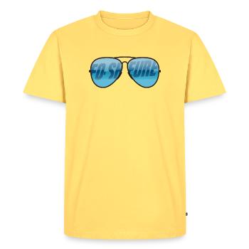 FO-SHEURE - T-shirt Premium bio Homme - jaune pastel - Devant - AI Model Male 185 dark (185cm)