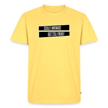 Diction socialement maladroite mais quand même amicale - T-shirt Premium bio Homme - jaune pastel - Devant - AI Model Male 185 dark (185cm)