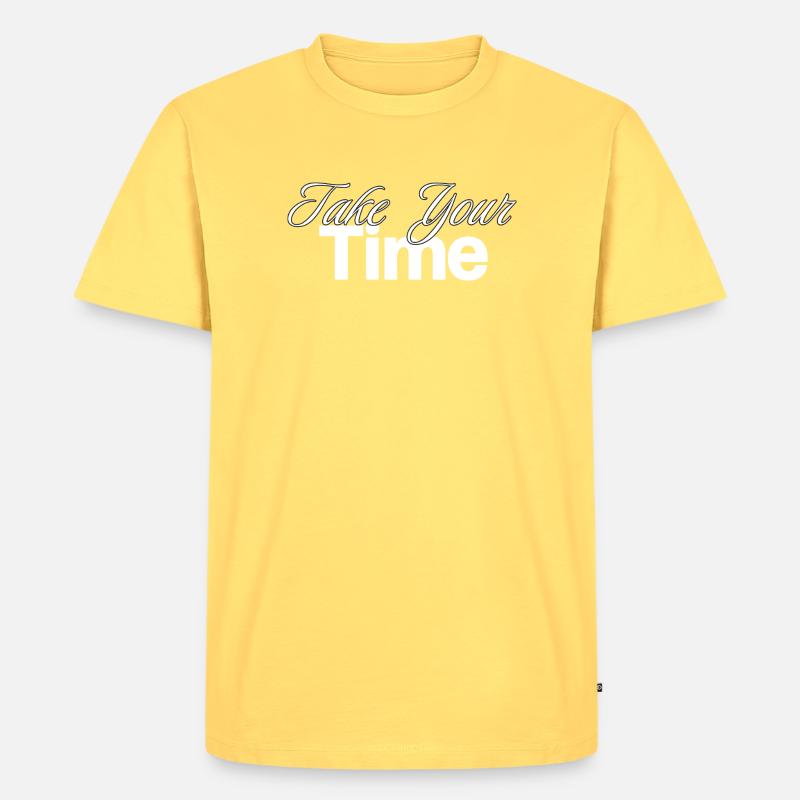 Take Your Time Design - Männer Premium Bio T-Shirt - Pastellgelb
