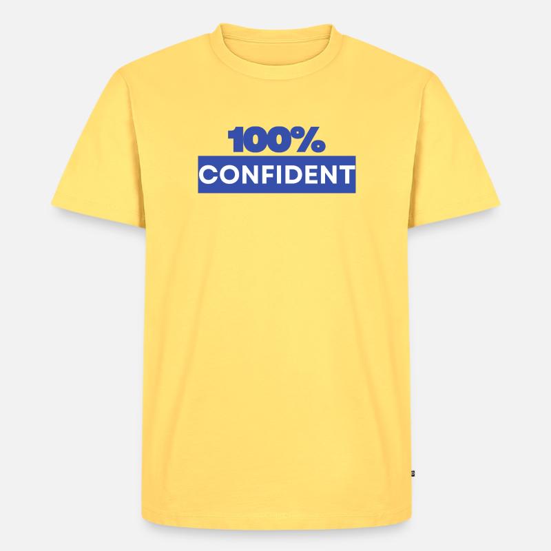 100% zuversichtlich - Männer Premium Bio T-Shirt - Pastellgelb