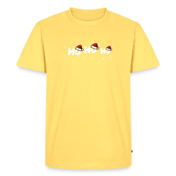 Ho Ho Ho Santa Font Design - Men's Premium Organic T-Shirt - sky yellow - Front - AI Model Male 185 dark (185cm)