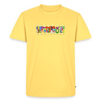AICampus2026 - Men's Premium Organic T-Shirt - sky yellow - Front - AI Model Male 185 dark (185cm)