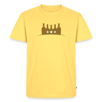 bouteilles en or - alcool - T-shirt Premium bio Homme - jaune pastel - Devant - AI Model Male 185 dark (185cm)