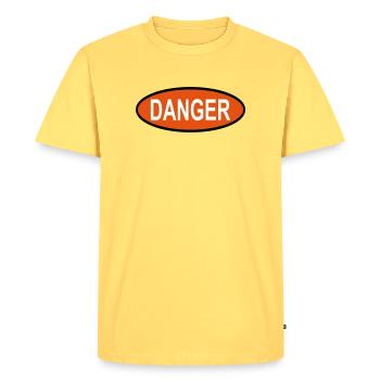 Danger - Men's Premium Organic T-Shirt - sky yellow - Front - AI Model Male 185 dark (185cm)