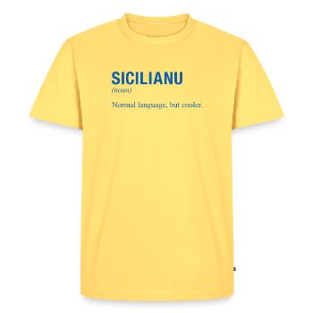 Langue sicilienne Sizilianisch - T-shirt Premium bio Homme - jaune pastel - Devant - AI Model Male 185 dark (185cm)