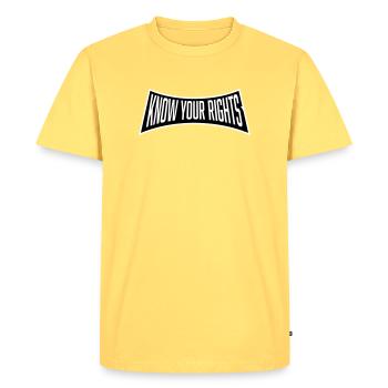 Connaissez vos droits Activisme Justice Liberté - T-shirt Premium bio Homme - jaune pastel - Devant - AI Model Male 185 dark (185cm)