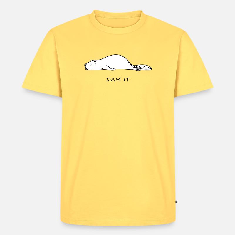 Lustiger Biber - Männer Premium Bio T-Shirt - Pastellgelb