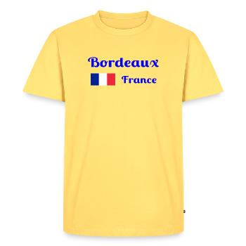 Bordeaux France- Imprimés stylés - T-shirt Premium bio Homme - jaune pastel - Devant - AI Model Male 185 dark (185cm)