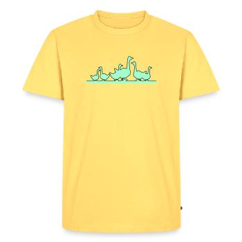 Ducks Geese - Men's Premium Organic T-Shirt - sky yellow - Front - AI Model Male 185 dark (185cm)