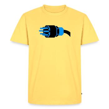 High Current Plug Electrician - Men's Premium Organic T-Shirt - sky yellow - Front - AI Model Male 185 dark (185cm)