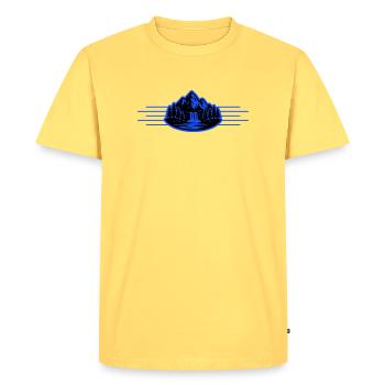 Mountains Landscape Forest Waterfall - Men's Premium Organic T-Shirt - sky yellow - Front - AI Model Male 185 dark (185cm)