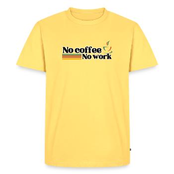 No coffee No work – Vintage retro coffee shop - Men's Premium Organic T-Shirt - sky yellow - Front - AI Model Male 185 dark (185cm)