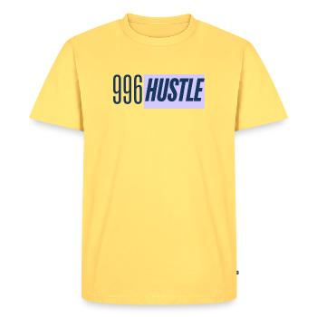 996 Hustle - Travailler toute la journée - T-shirt Premium bio Homme - jaune pastel - Devant - AI Model Male 185 dark (185cm)
