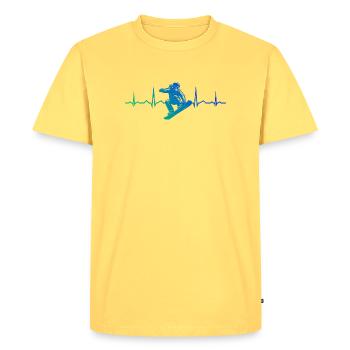 Compact snowboard design for snowboard - Men's Premium Organic T-Shirt - sky yellow - Front - AI Model Male 185 dark (185cm)