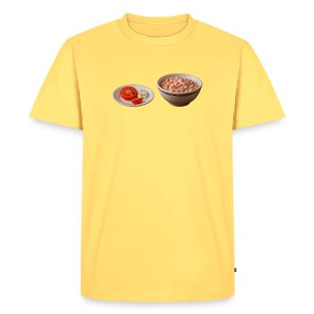 Salade de tomates avec crème sure - T-shirt Premium bio Homme - jaune pastel - Devant - AI Model Male 185 dark (185cm)