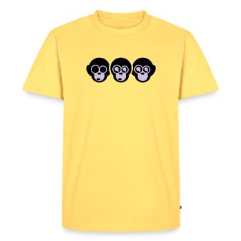 the three monkeys - Men's Premium Organic T-Shirt - sky yellow - Front - AI Model Male 185 dark (185cm)