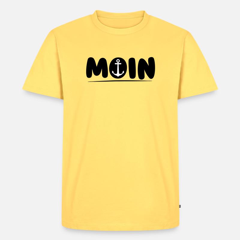Moin mit Anker - Männer Premium Bio T-Shirt - Pastellgelb