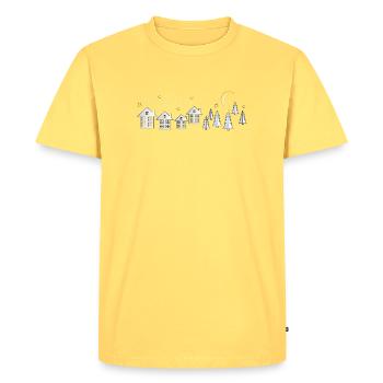 Village sous la lumière des lumières pour l’Avent - T-shirt Premium bio Homme - jaune pastel - Devant - AI Model Male 185 dark (185cm)